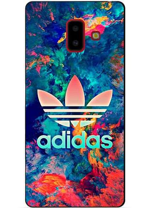 Силіконовий бампер чохол для samsung j6 plus galaxy j610 з малюнком адідас