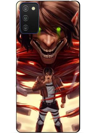 Силиконовый бампер чехол для samsung a03s с рисунком attack on titan
