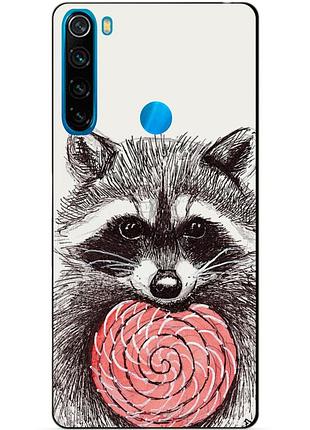 Чехол силиконовый для xiaomi redmi note 8 с рисунком енот