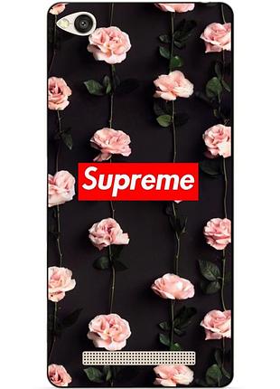 Бампер силіконовий чохол для xiaomi redmi 4a з малюнком supreme на трояндах