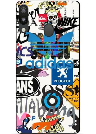 Силиконовый бампер чехол для samsung m20 2019 galaxy m205f с рисунком стикеры adidas