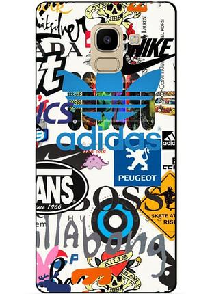 Силіконовий бампер чохол для samsung j6 galaxy j600 з малюнком стікери adidas