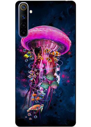 Силиконовый чехол бампер для realme 6 с рисунком медуза