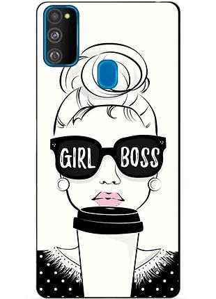 Силіконовий бампер чохол для samsung m21 galaxy m215f з малюнком girl boss