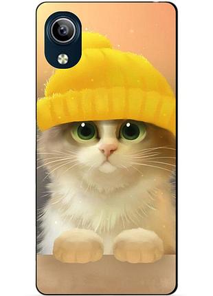 Силіконовий чохол бампер для vivo y1s з малюнком котик у шапці