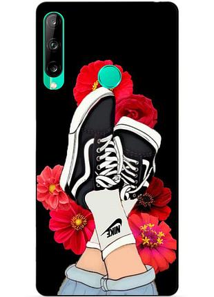 Силиконовый чехол бампер для huawei p40 lite e с рисунком кеды