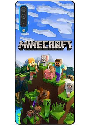 Силиконовый бампер чехол для samsung a50 с рисунком minecraft