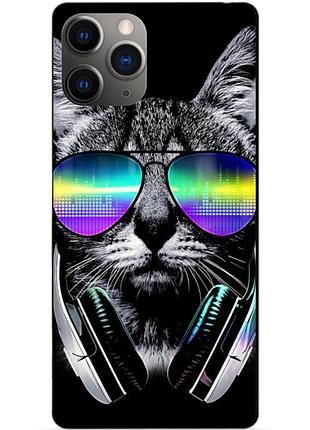Силіконовий чохол бампер для iphone 11 pro max з малюнком музичний кіт