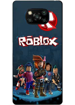 Силиконовый бампер чехол для xiaomi poco x3 с рисунком roblox