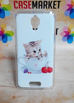 Силіконовий бампер чохол для lenovo s660 з малюнком кошеня