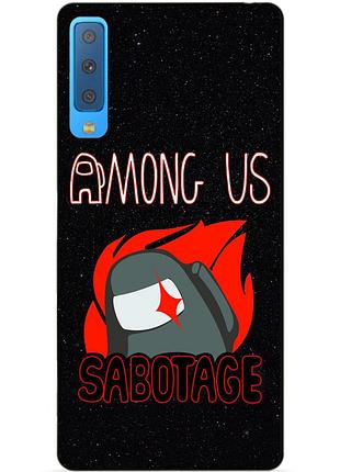 Силиконовый бампер чехол для samsung a7 2018 galaxy a750 с рисунком саботаж among us