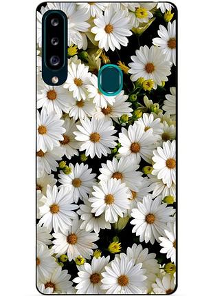 Силіконовий чохол бампер для samsung a20s 2019 galaxy a207f з малюнком ромашки
