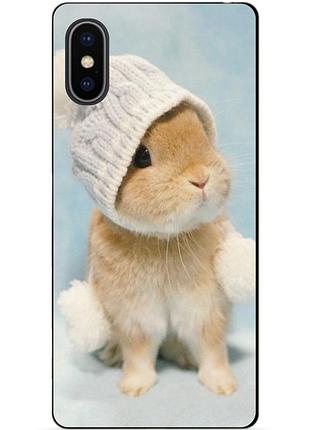 Силіконовий чохол бампер для iphone xs max з малюнком зайчик у шапці