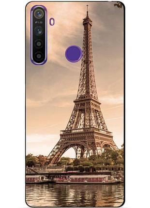 Силиконовый чехол бампер для realme 5 с рисунком париж