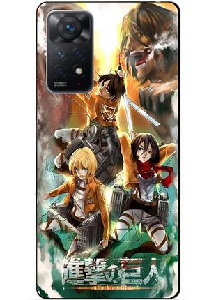 Силиконовий бампер чехол для xiaomi redmi note 11 про анімне атака на титанів