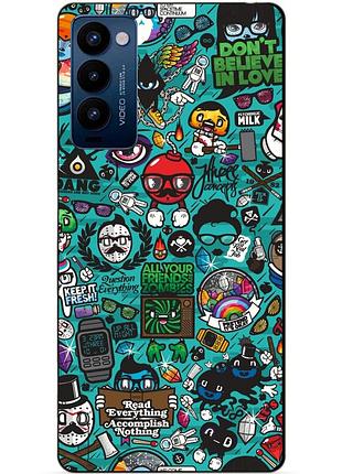 Силиконовий бампер чехол для tecno camon 18p з картинкою стікери