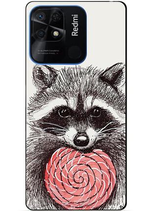 Силиконовый бампер чехол для xiaomi redmi 10c с рисунком енот