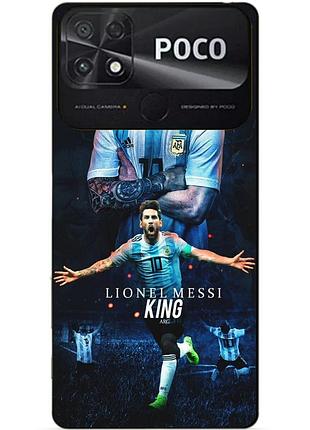 Силіконовий бампер чохол для xiaomi poco c40 з малюнком messi angre