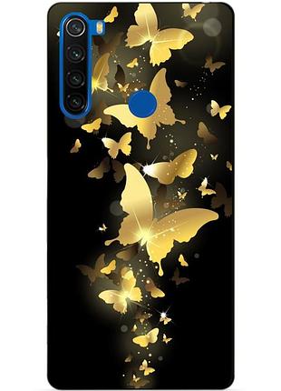 Силіконовий чохол бампер для xiaomi redmi note 8t з малюнком золоті метелики