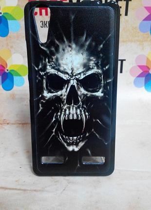 Силиконовый бампер чехол для lenovo a6010/a6000 с рисунком череп