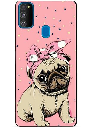 Силіконовий бампер чохол для samsung m21 galaxy m215f з малюнком мопс