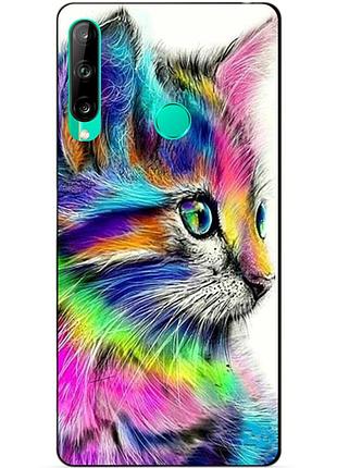 Силіконовий чохол бампер для huawei p40 lite e з малюнком акварельний котик