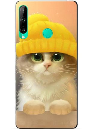 Силіконовий чохол бампер для huawei p40 lite e з малюнком котик в шапці