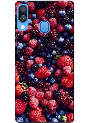 Бампер силиконовый чехол для samsung a40 с рисунком ягоды
