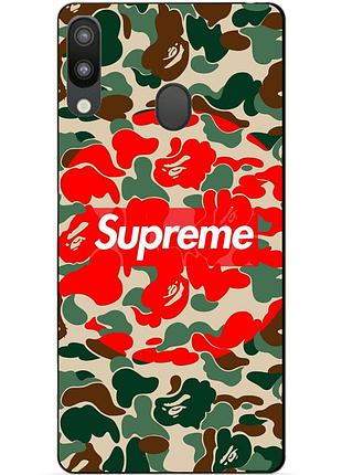 Силиконовый бампер чехол для samsung m20 2019 galaxy m205f с рисунком supreme хаки