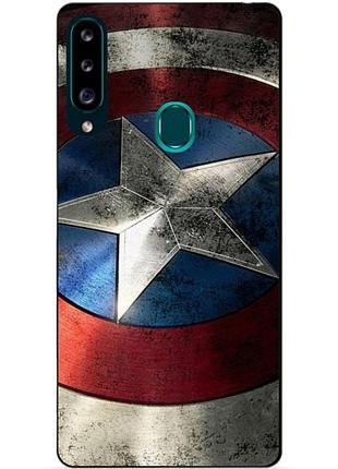 Силиконовый чехол бампер для samsung a20s 2019 galaxy a207f с рисунком капитан америка