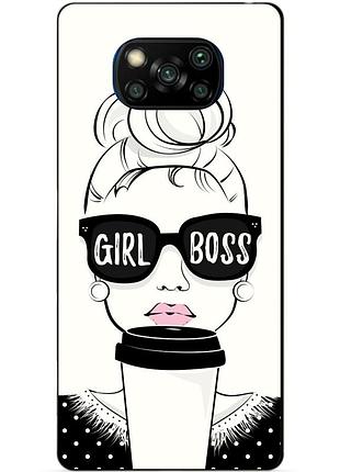 Силиконовый бампер чехол для xiaomi poco x3 с рисунком girl boss