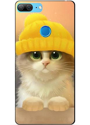 Чехол силиконовый для huawei honor 9 lite с рисунком котик в шапке