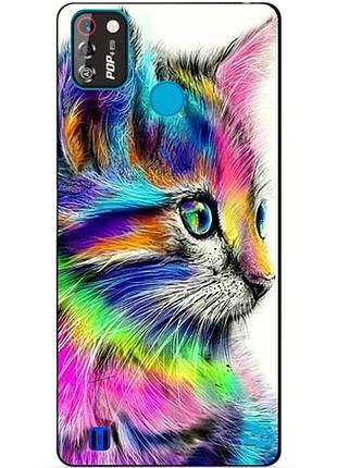 Силиконовый бампер чехол для tecno pop 4 pro с рисунком акварельный котик