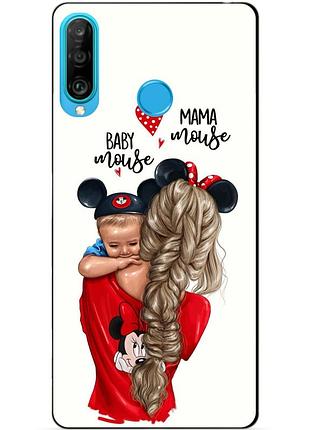 Силиконовый бампер чехол для huawei p30 lite с рисунком мама с малышом