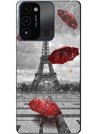 Силиконовый бампер чехол для tecno spark go 2022/spark 8c с рисунком дождь в париже