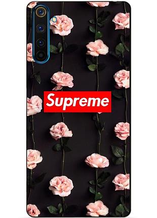 Силиконовый чехол бампер для realme 6 pro с рисунком supreme на розах