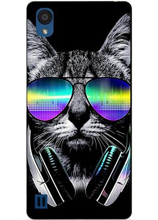 Силиконовый бампер чехол для zte blade a5 с рисунком музыкальный кот