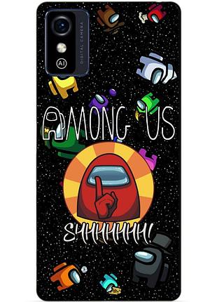 Силиконовый бампер чехол для zte blade l9 с рисунком among us