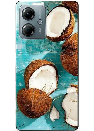 Силіконовий чохол бампер для motorola moto g14 з малюнком кокоси
