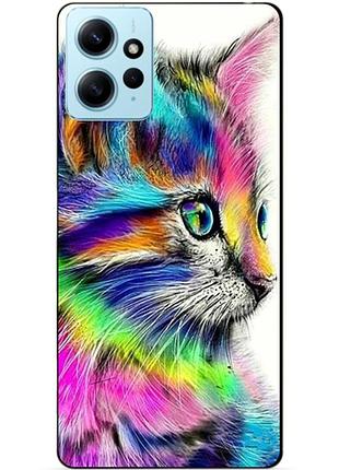 Силіконовий бампер чохол для xiaomi redmi note 12 з малюнком акварельний котик