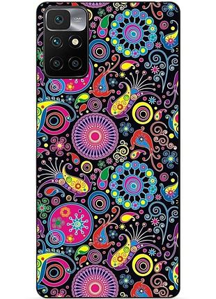Силиконовый бампер чехол для xiaomi redmi note 11 с рисунком восточные узоры