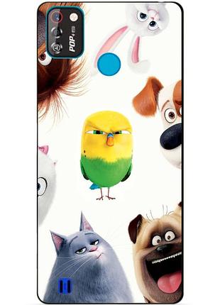 Силиконовый бампер чехол для tecno pop 4 pro с рисунком тайная жизнь домашних животных