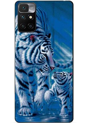 Силиконовый бампер чехол для xiaomi redmi note 11 с рисунком тигры