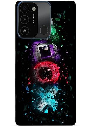 Силиконовый бампер чехол для tecno spark go 2022/spark 8c с рисунком playstation