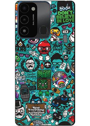 Силиконовый бампер чехол для tecno spark go 2022/spark 8c с рисунком стикеры