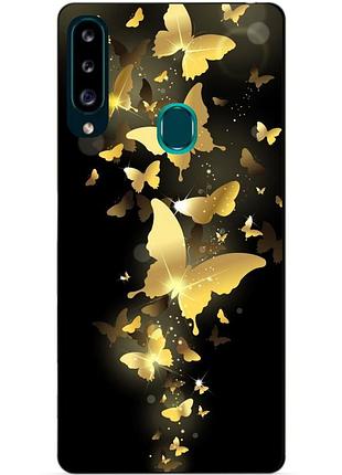 Силіконовий чохол бампер для samsung a20s 2019 galaxy a207f з малюнком золоті метелики