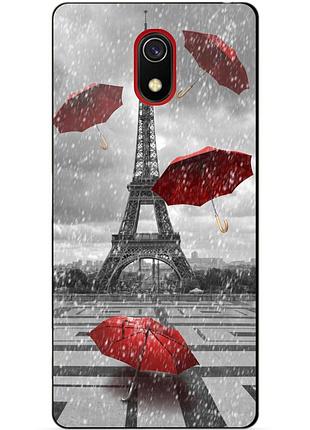 Бампер силиконовый чехол для xiaomi redmi 8a с рисунком дождь в париже