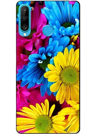 Силіконовий бампер чохол для huawei p30 lite з малюнком хризантеми