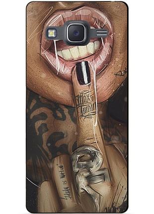 Бампер силиконовый чехол для samsung j7 galaxy j700 с рисунком палец swag