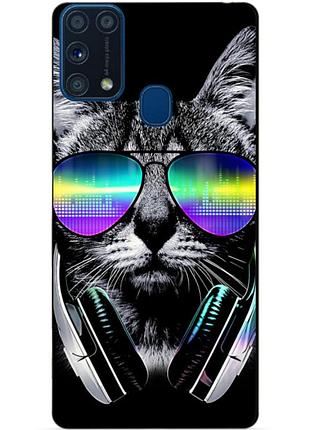 Силиконовый бампер чехол для samsung m31 galaxy m315f с рисунком музыкальный кот